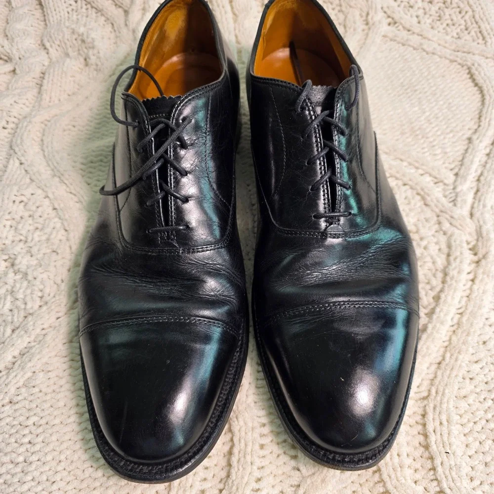 ALDEN 907 12.5 AA / B Black Calfskin Cap Toe‎ Straight Tip Balmoral Oxford Shoes